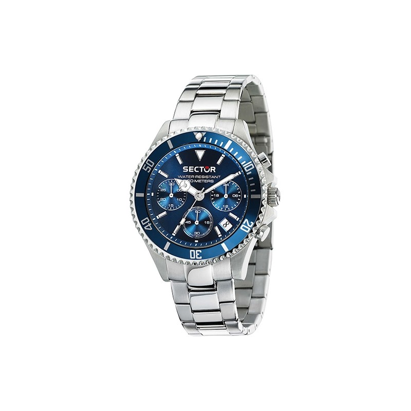 Montre Sector Homme bracelet argenté et bleu