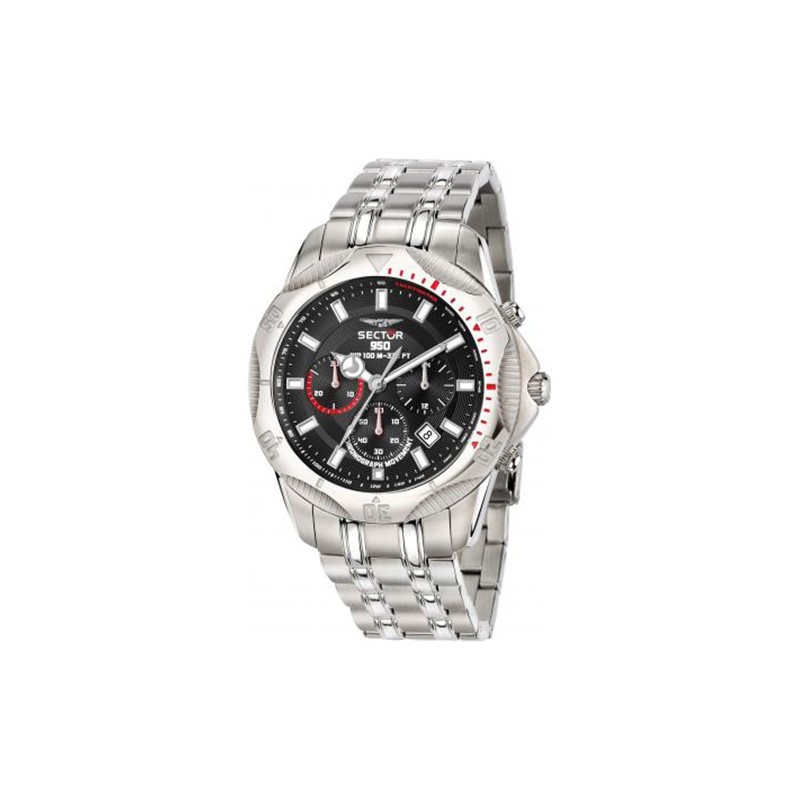 Montre Sector Homme bracelet argenté et cadran noir