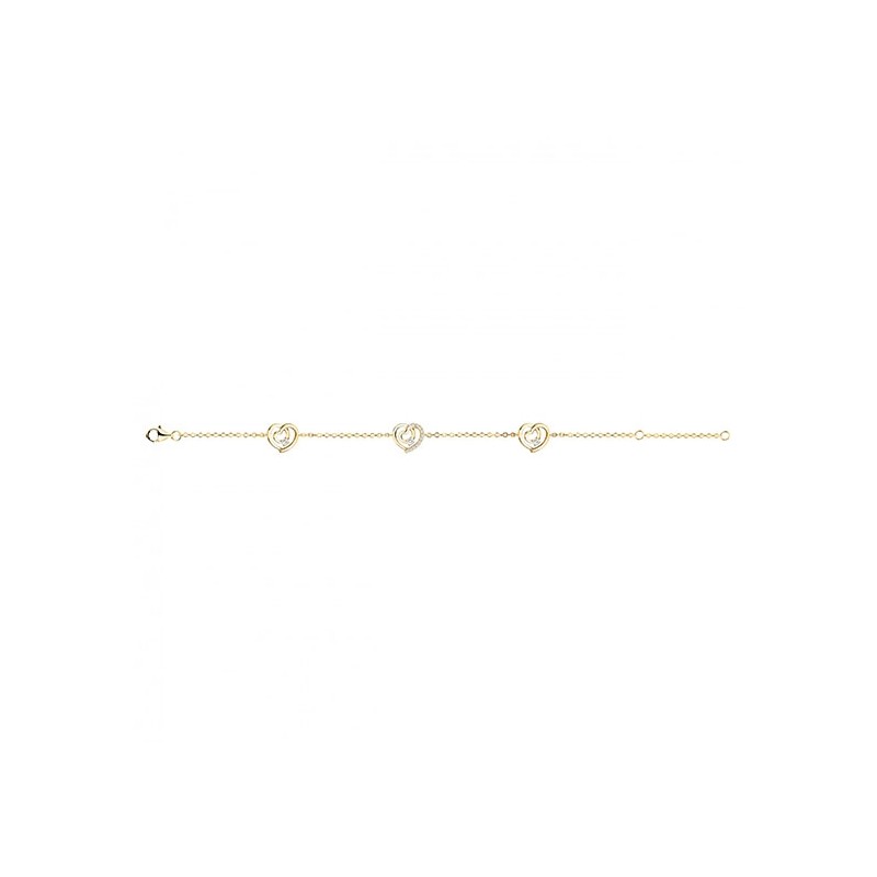 Bracelet plaqué or motifs en forme de coeur