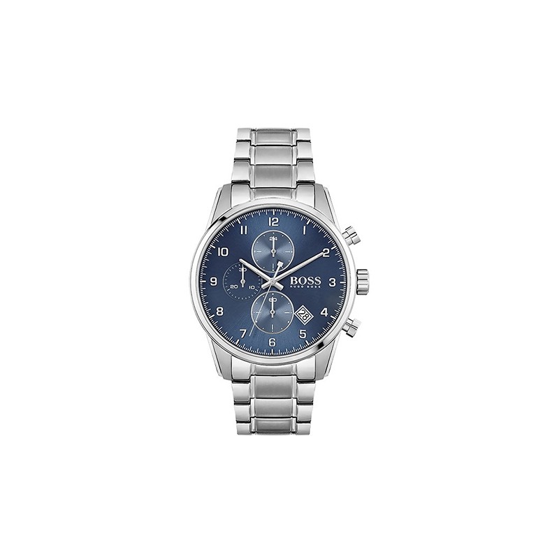 Montre homme boss acier argenté cadran bleu