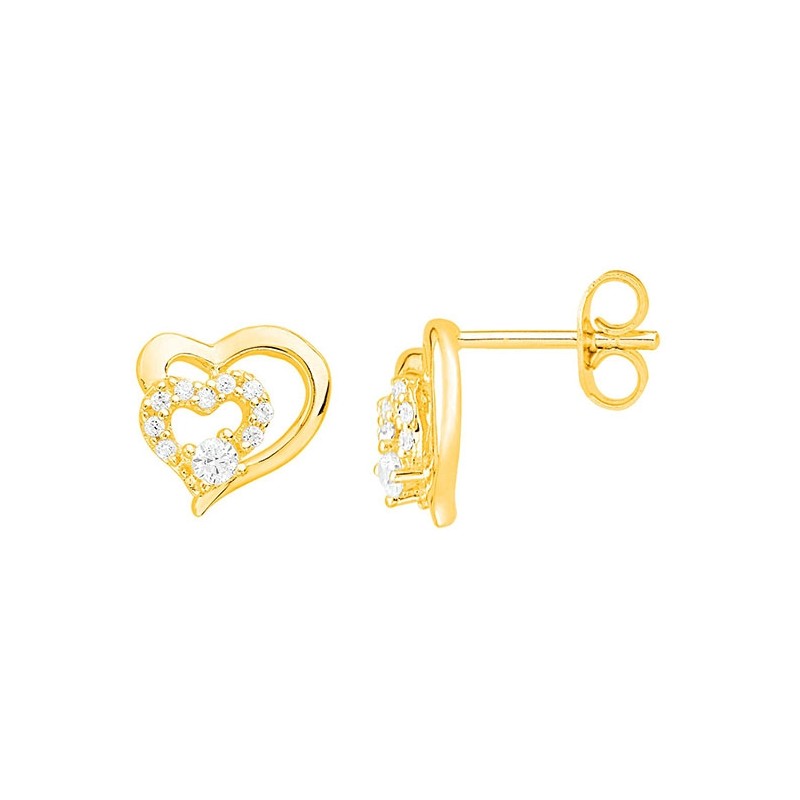 Boucles d'oreilles plaqué or motif coeur 