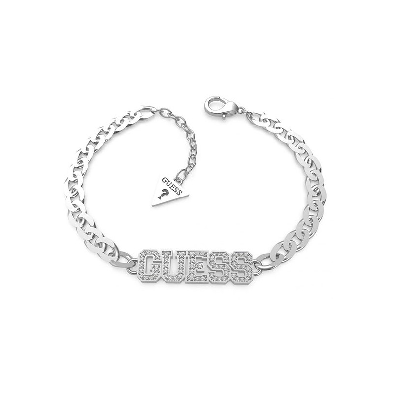 Bracelet Guess en métal rhodié couleur argent.
