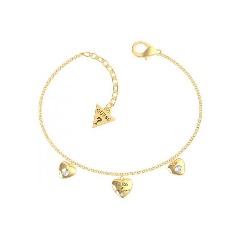 Bracelet acier doré 3 coeurs "Guess is for lovers" 