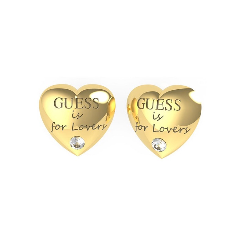 Boucles d'Oreilles acier rhodié doré « Guess is for lovers» 