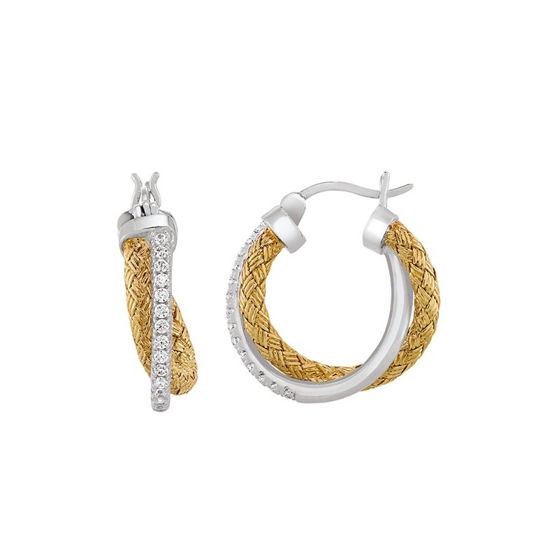 Boucles d'oreilles créoles en argent bicolore CHARLES GARNIER