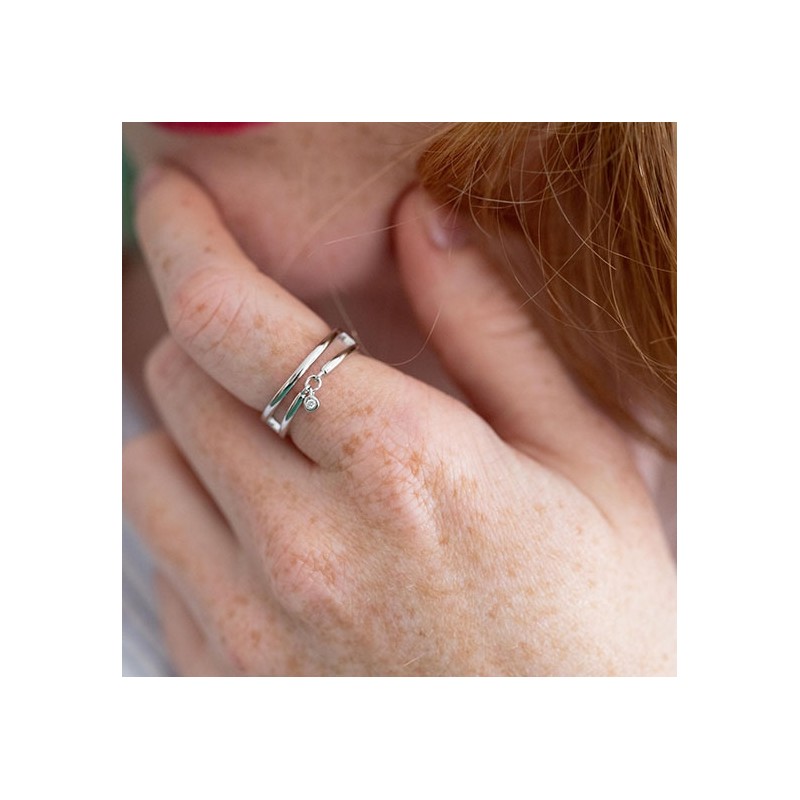 Bague optimiste argent 925/000 rhodié et diamant de la marque La Garçonne Diamant