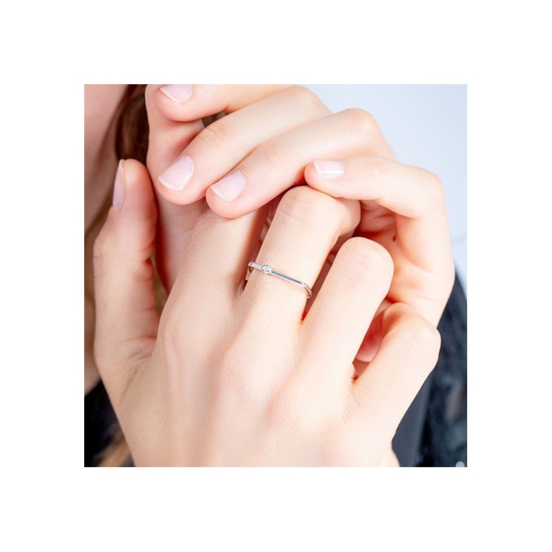 Bague funambule argent 925/000 rhodié et diamant de la marque La Garçonne