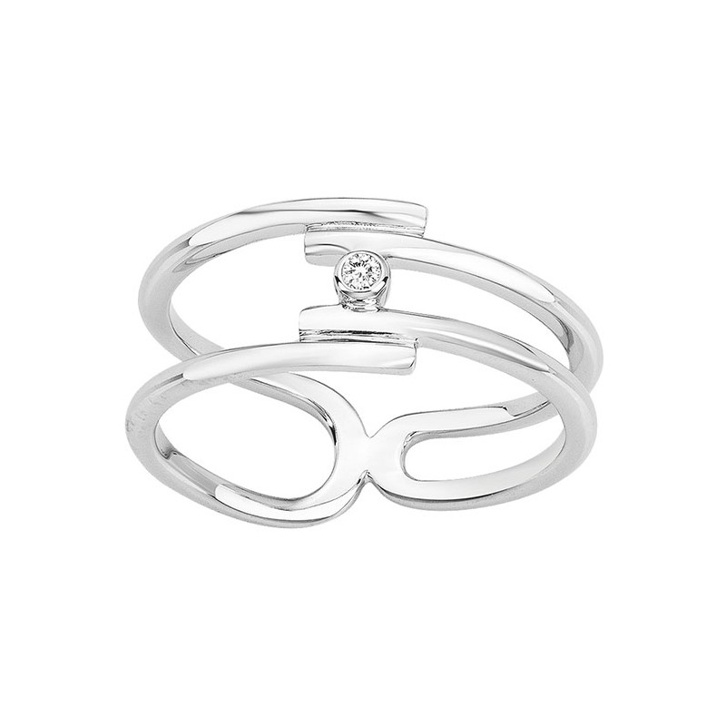 Bague optimiste argent 925/000 rhodié et diamant de la marque La Garçonne