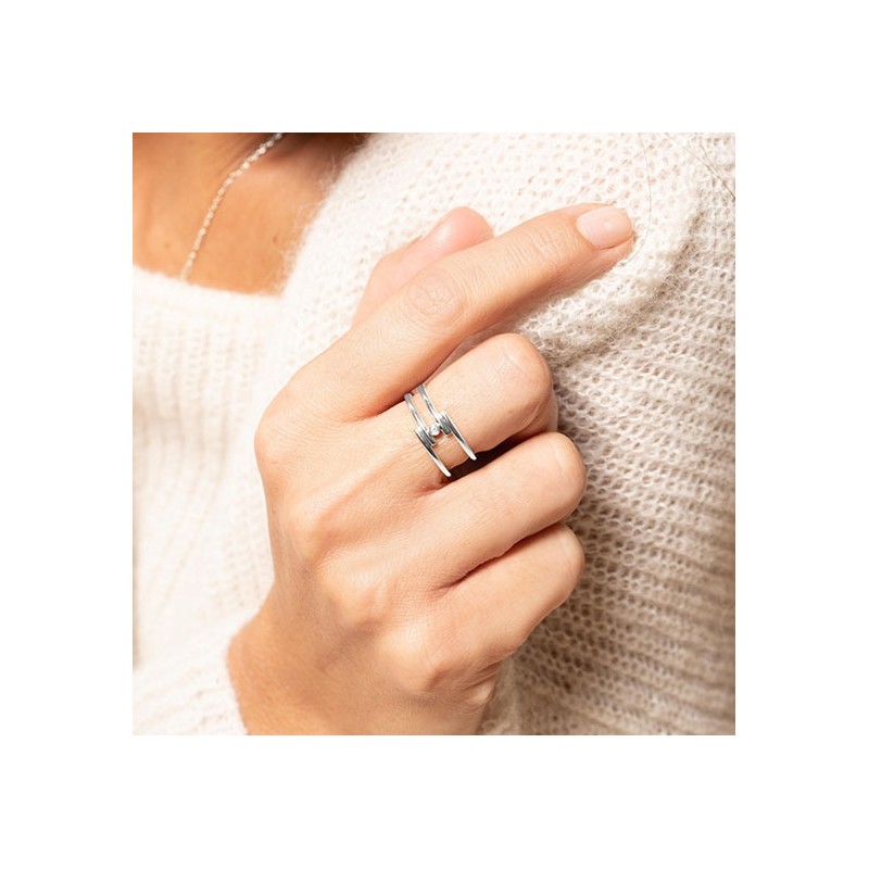 Bague optimiste argent 925/000 rhodié et diamant de la marque La Garçonne