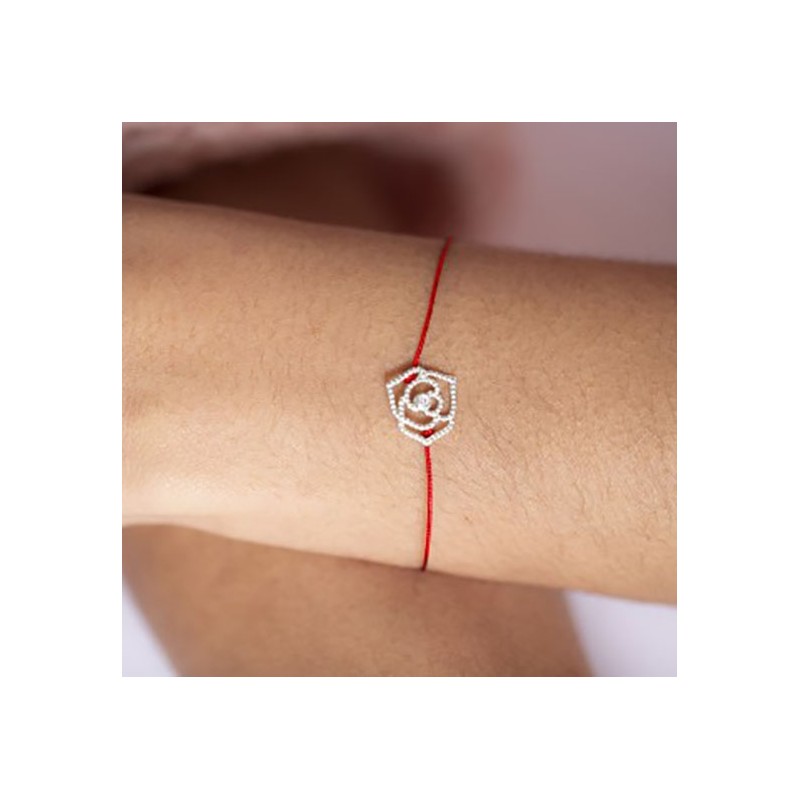 Bracelet rose perlée argent 925/000 rhodié et diamant de la marque La Garçonne