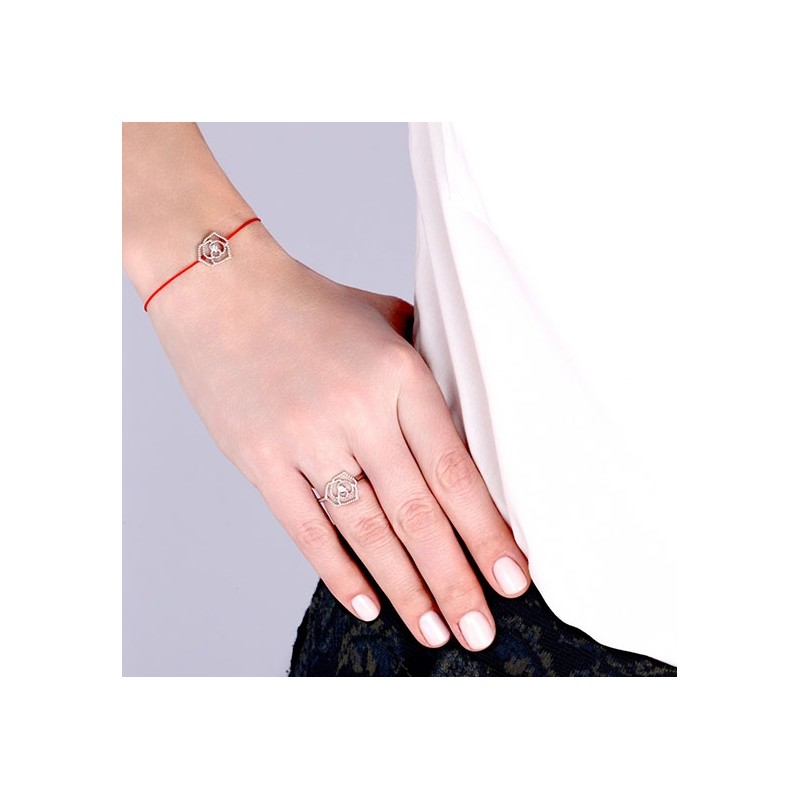 Bracelet rose perlée argent 925/000 rhodié et diamant de la marque La Garçonne