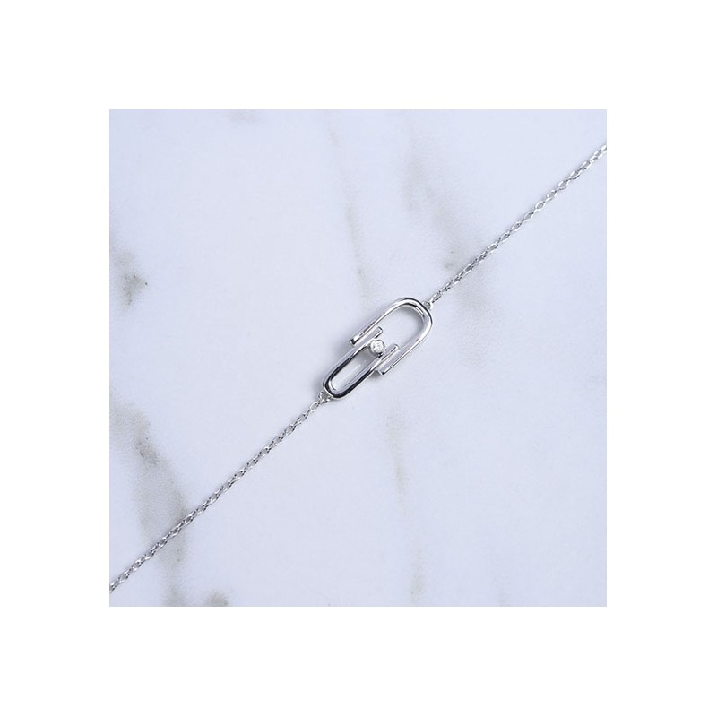 Bracelet évidence argent 925/000 rhodié et diamant de la marque La Garçonne