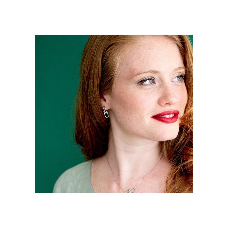 Boucles d’oreilles « évidence » argent 925/000 rhodié et diamant de la marque La Garçonne