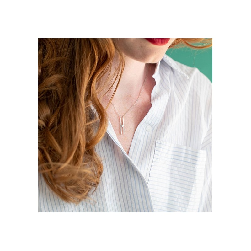 Collier argent 925/000 rhodié et diamant La Garçonne