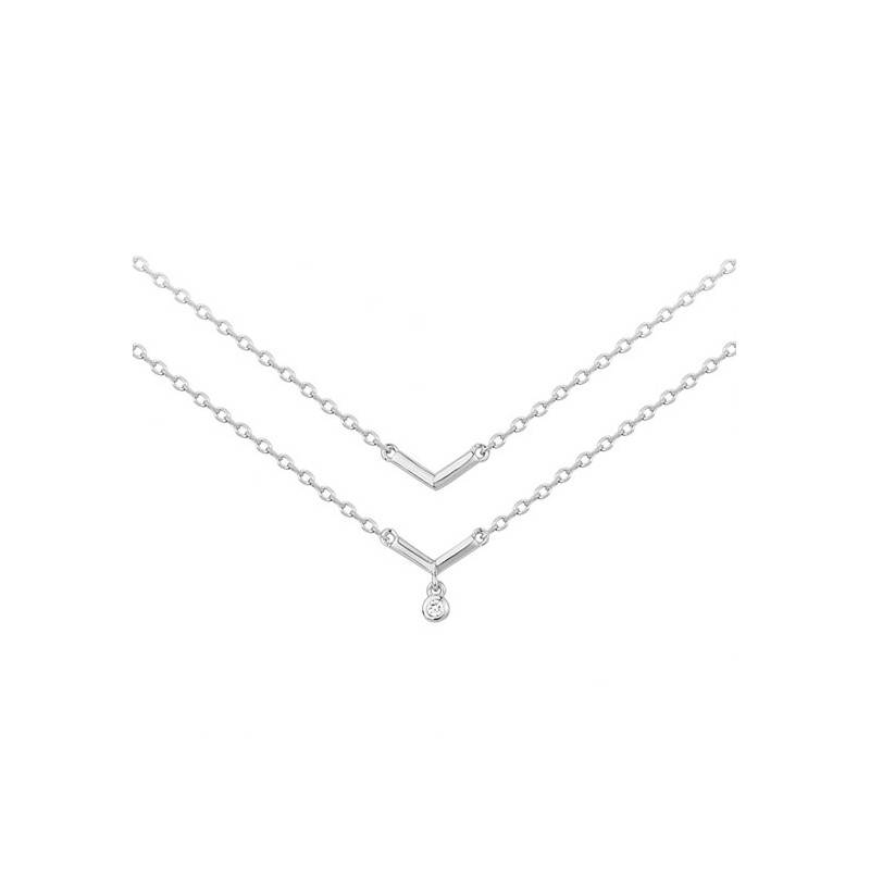 Collier argent "essentielle" 925/000 rhodié et diamant La Garçonne