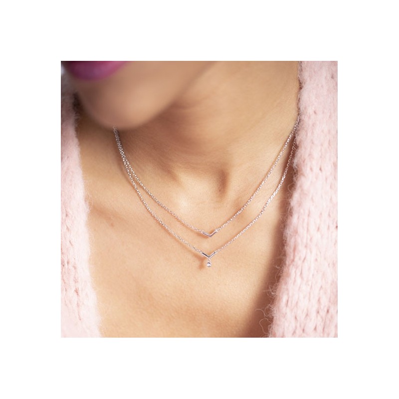 Collier argent "essentielle" 925/000 rhodié et diamant La Garçonne