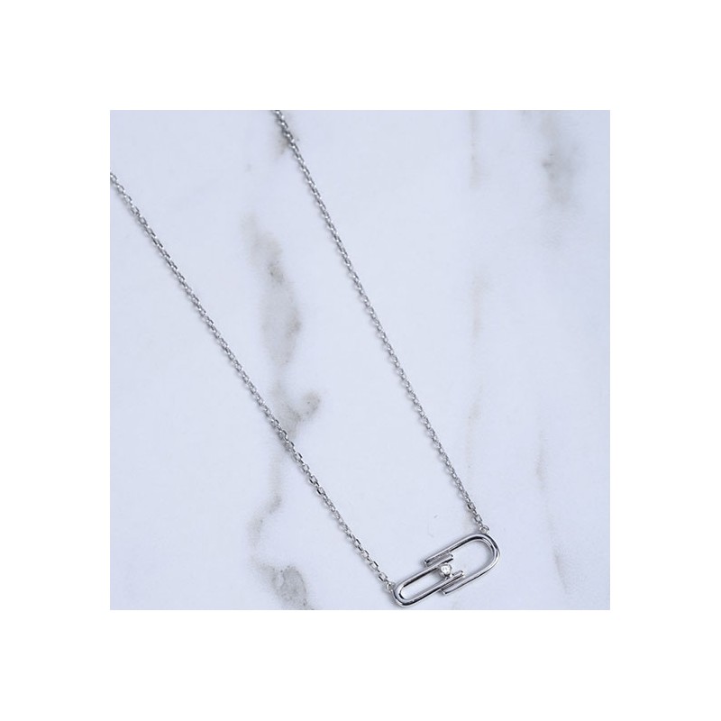 Collier argent "evidence" 925/000 rhodié et diamant La Garçonne