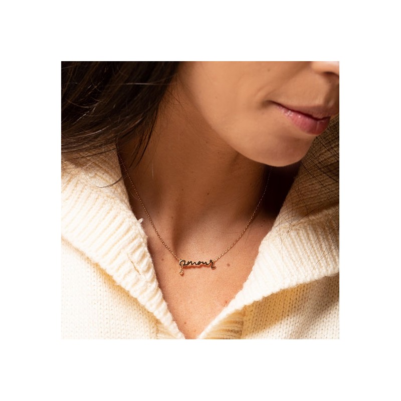 Collier plaqué or et diamant "toi, mon amour" La Garçonne