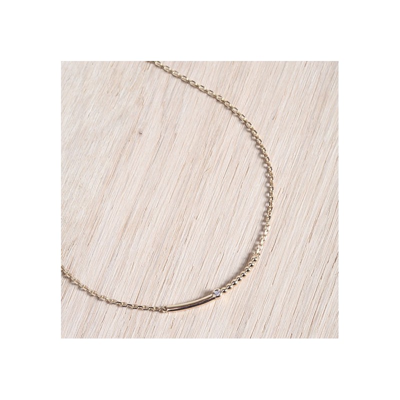Collier plaqué or et diamant "indécise" La Garçonne