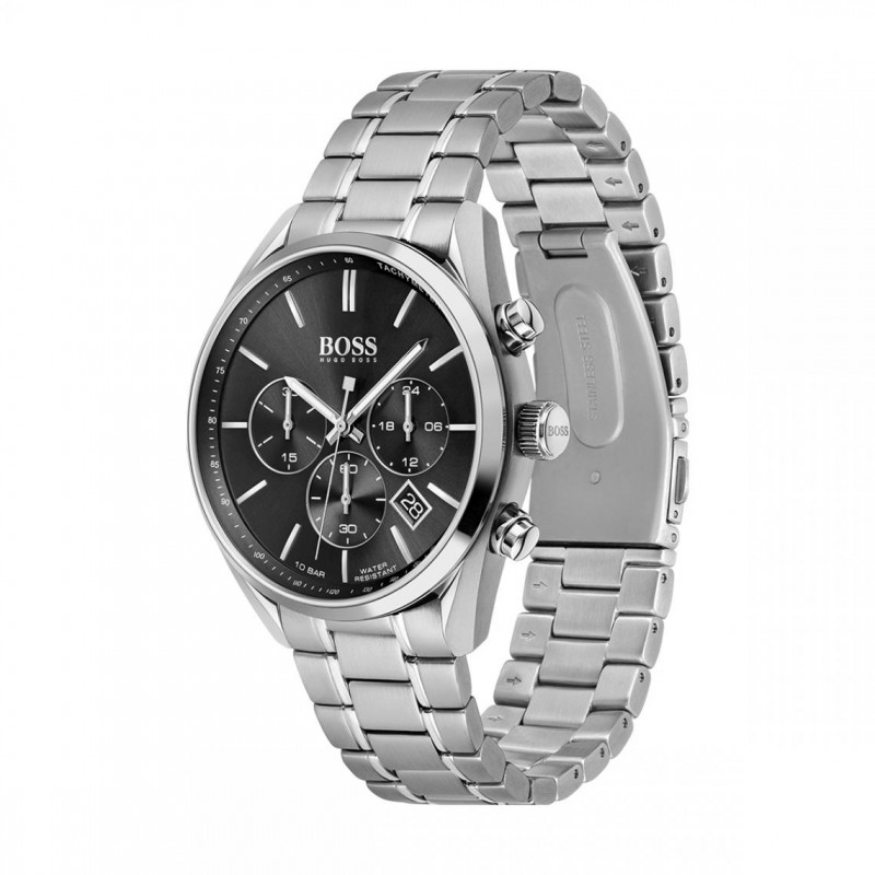Montre homme boss acier argenté cadran noir