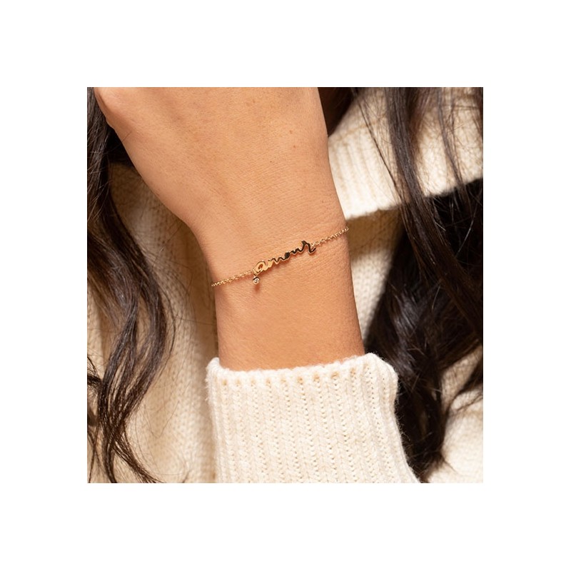 Bracelet plaqué or et diamant "toi, mon amour" La Garçonne