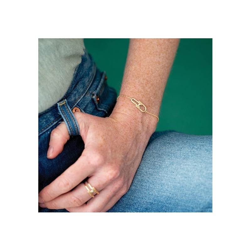 Bracelet plaqué or et diamant "évidence" La Garçonne