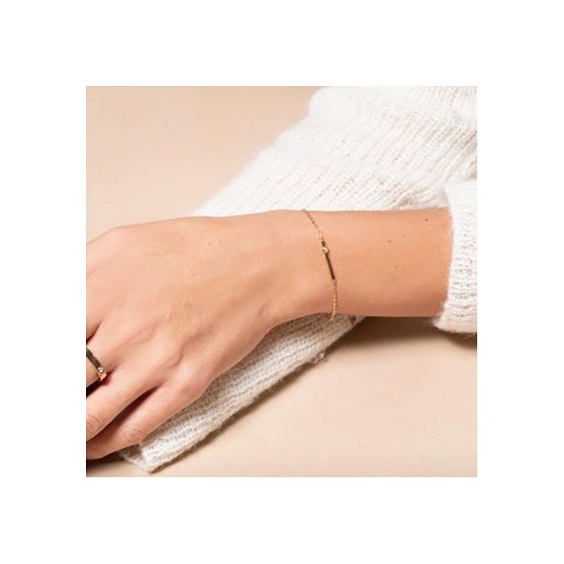 Bracelet plaqué or et diamant "Funambule" La Garçonne