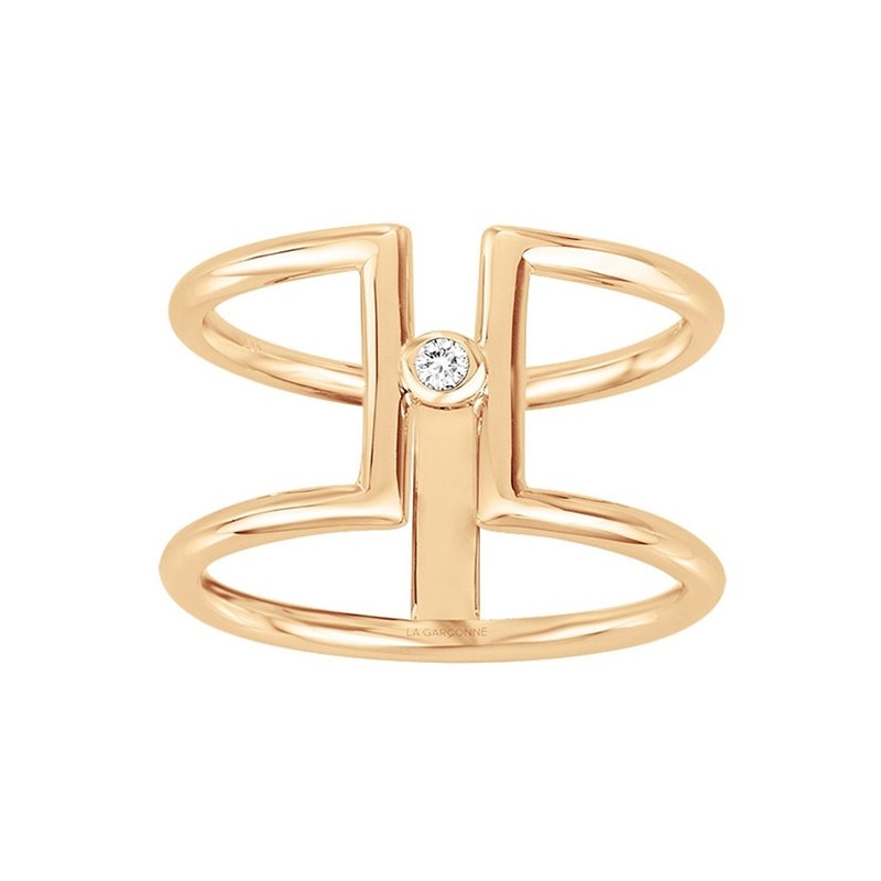 Bague Harmonie plaqué or et diamant de la marque La Garçonne 