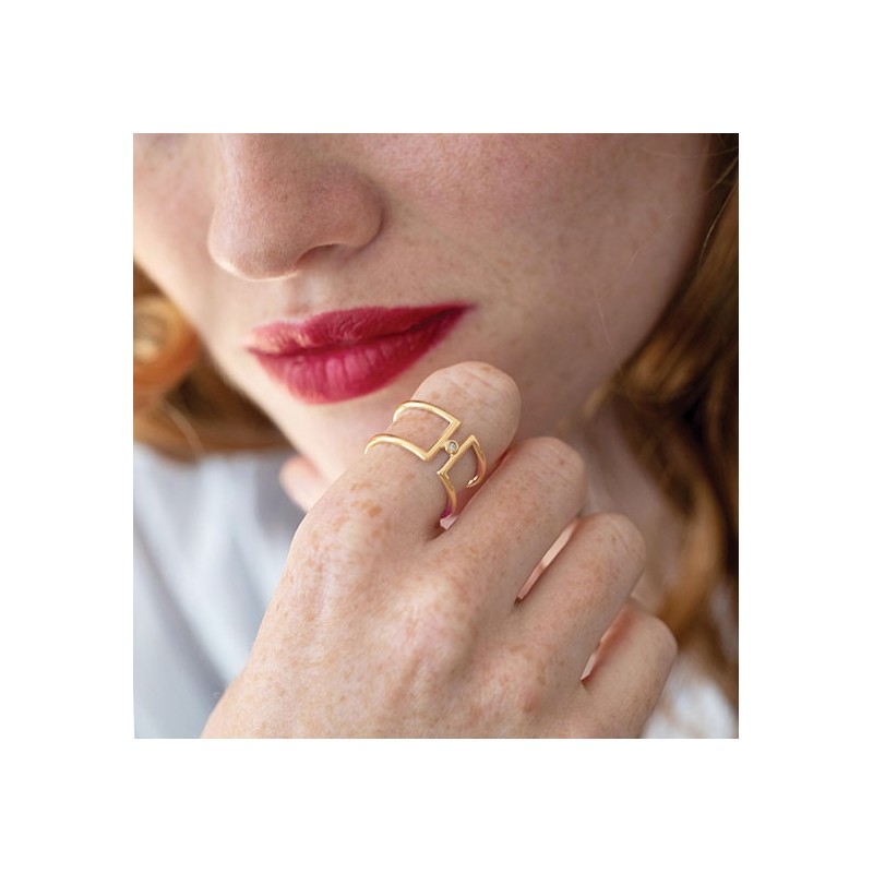 Bague Harmonie plaqué or et diamant de la marque La Garçonne 