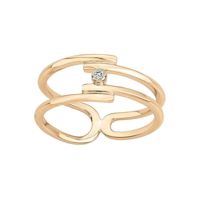 Bague évidence plaqué or et diamant de la marque La Garçonne