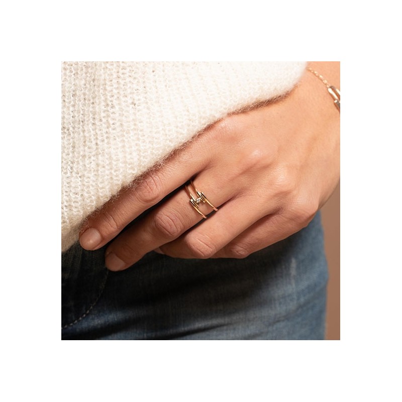 Bague évidence plaqué or et diamant de la marque La Garçonne