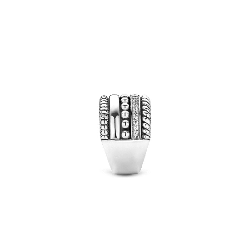 BAGUE EN ARGENT 925/000 RHODIE ET OXYDES DE ZIRCONUIM