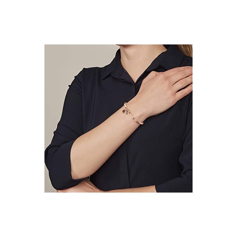 bracelet Fossil femme acier doré rose et pières de lune