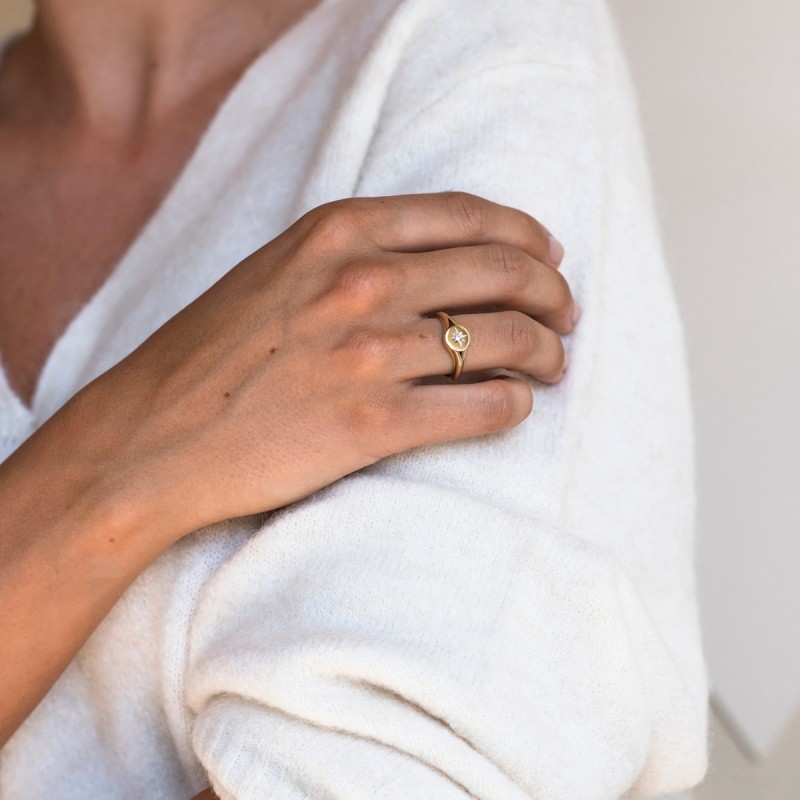 BAGUE EN ARGENT 925/000 RHODIE DORE