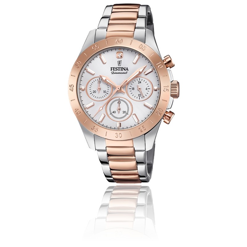 Montre femme Festina acier bicolore argenté et doré