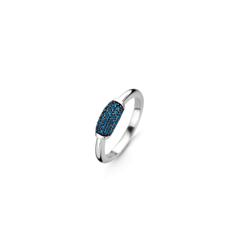 BAGUE EN ARGENT 925/000 RHODIE ET OXYDE DE ZIRCONIUM BLEU