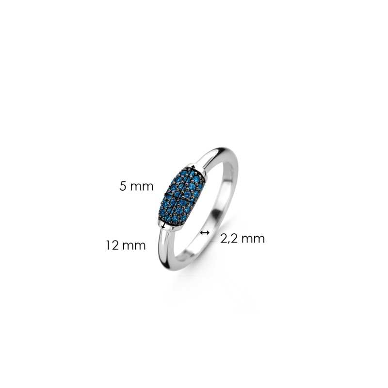 BAGUE EN ARGENT 925/000 RHODIE ET OXYDE DE ZIRCONIUM BLEU