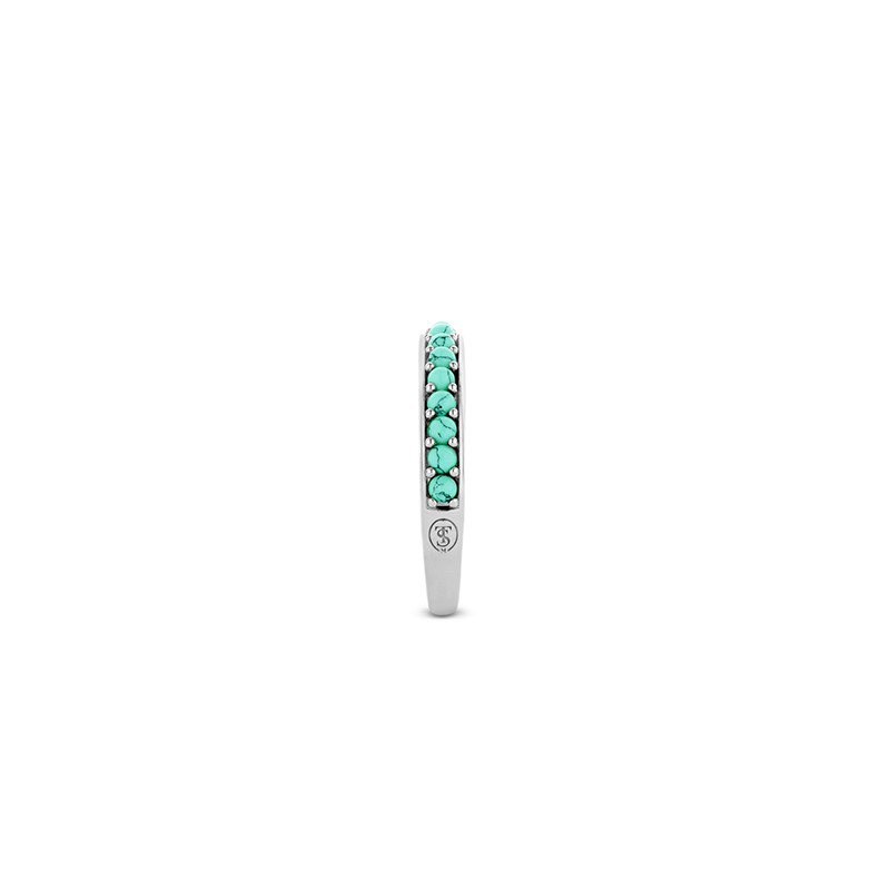 BAGUE EN ARGENT 925/000 RHODIE ET CRISTAL TURQUOISE