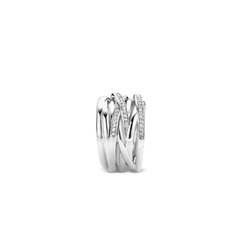 BAGUE EN ARGENT 925/000 RHODIE ET OXYDES DE ZIRCONUIM