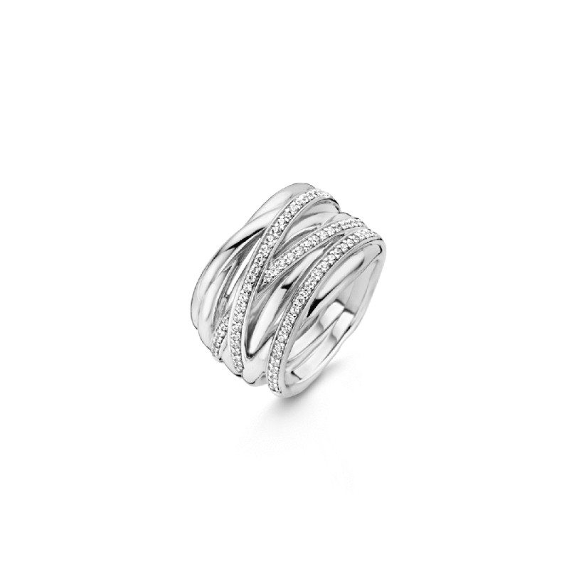 BAGUE EN ARGENT 925/000 RHODIE ET OXYDES DE ZIRCONUIM
