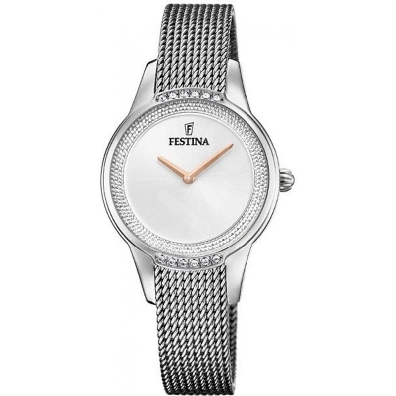 Montre femme Festina acier argenté cadran noir