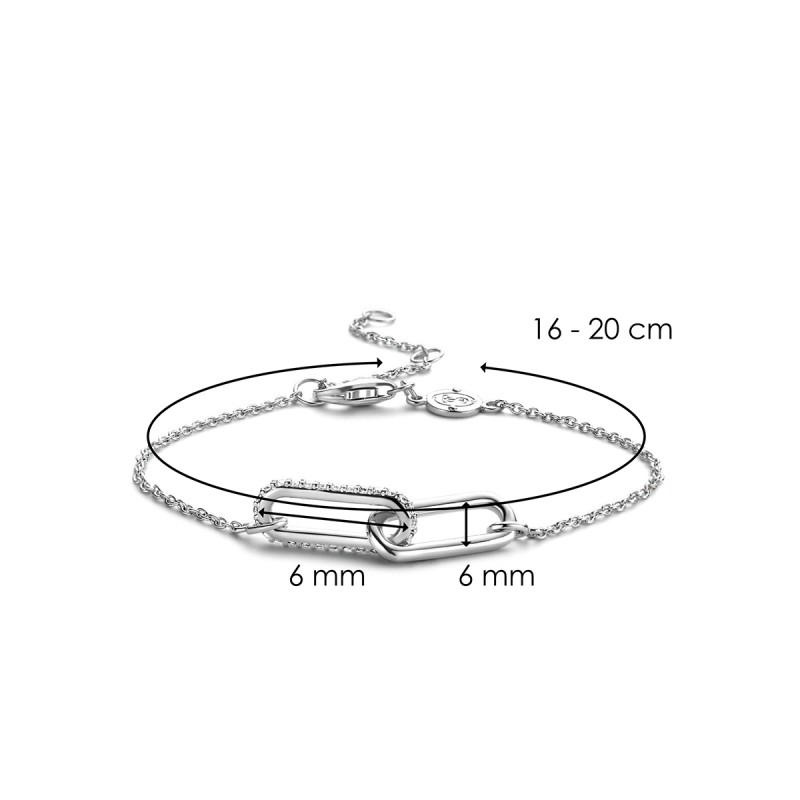 Bracelet argent 925/000 rhodié et oxyde de zirconium motif maillons 
