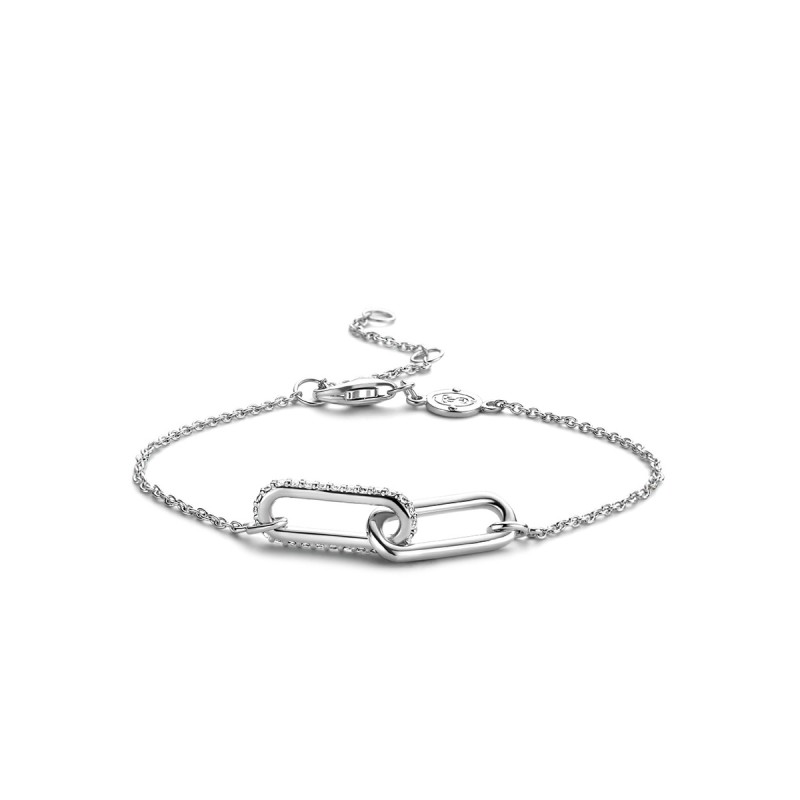 Bracelet argent 925/000 rhodié et oxyde de zirconium motif maillons 