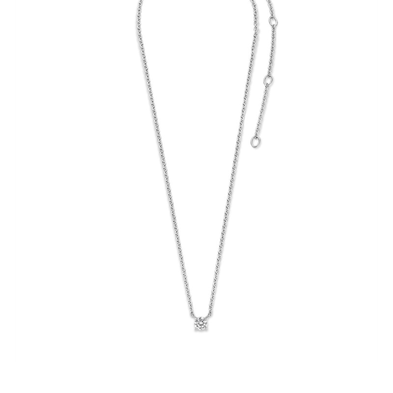 collier argent et solitaire d'oxyde de zirconium