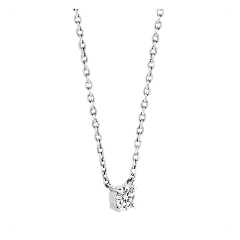 collier argent et solitaire d'oxyde de zirconium