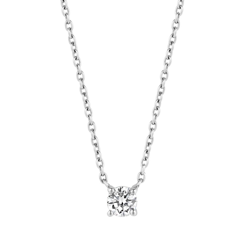 collier argent et solitaire d'oxyde de zirconium
