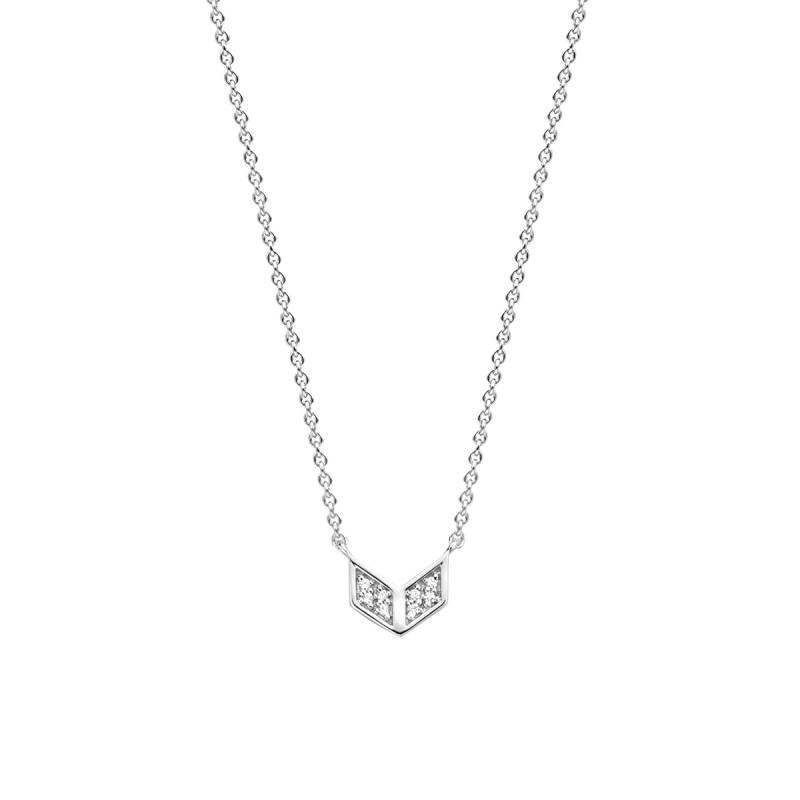 colliermotif pointe de fleche en argent et solitaire d'oxyde de zirconium