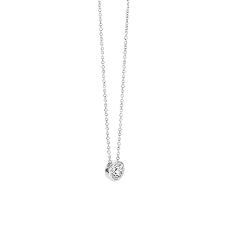 collier argent et solitaire d'oxyde de zirconium