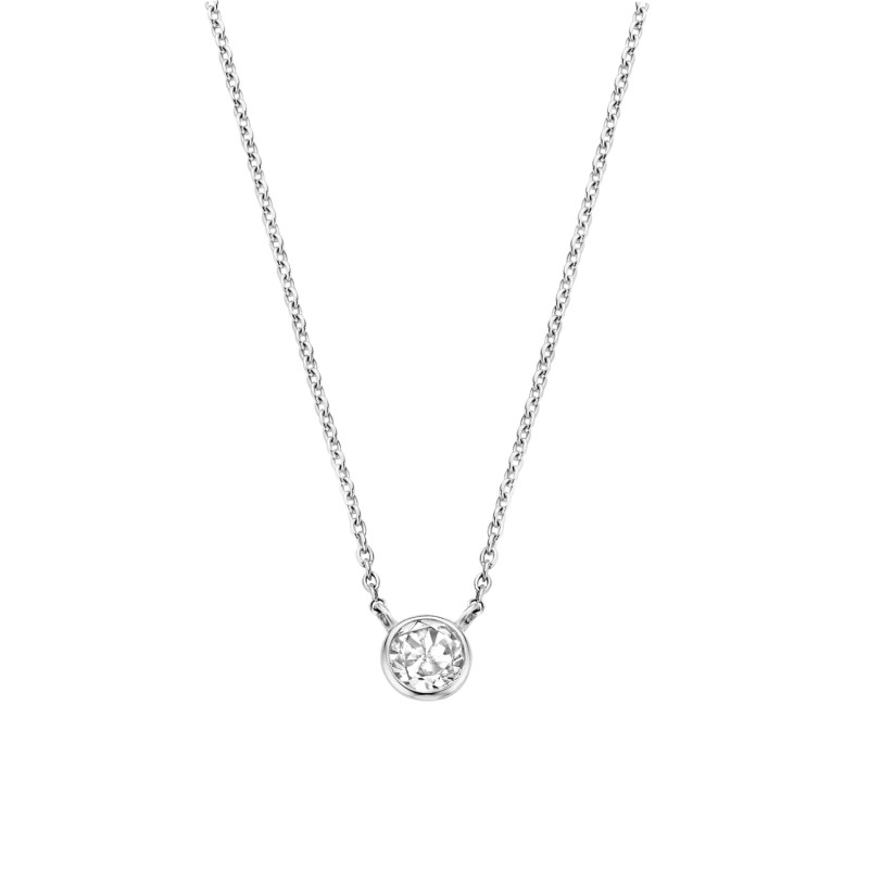 collier argent et solitaire d'oxyde de zirconium