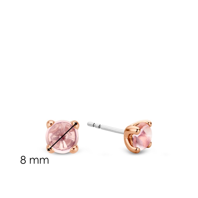 boucles d'oreilles argent plaqué or rose et brillant rose